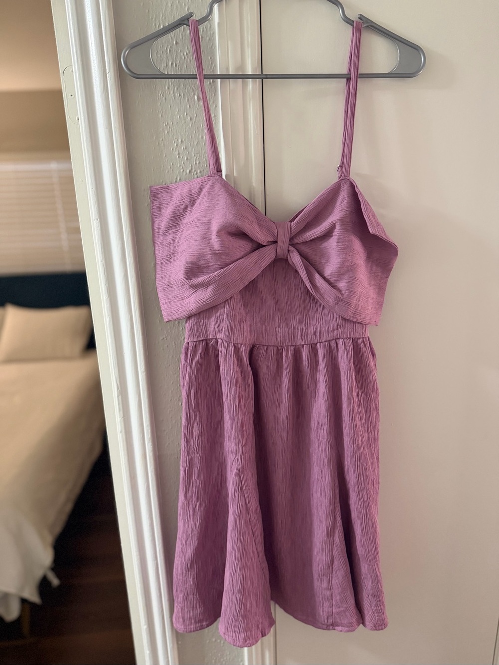 Umgee Mauve Bow-Front Spaghetti Strap Dress